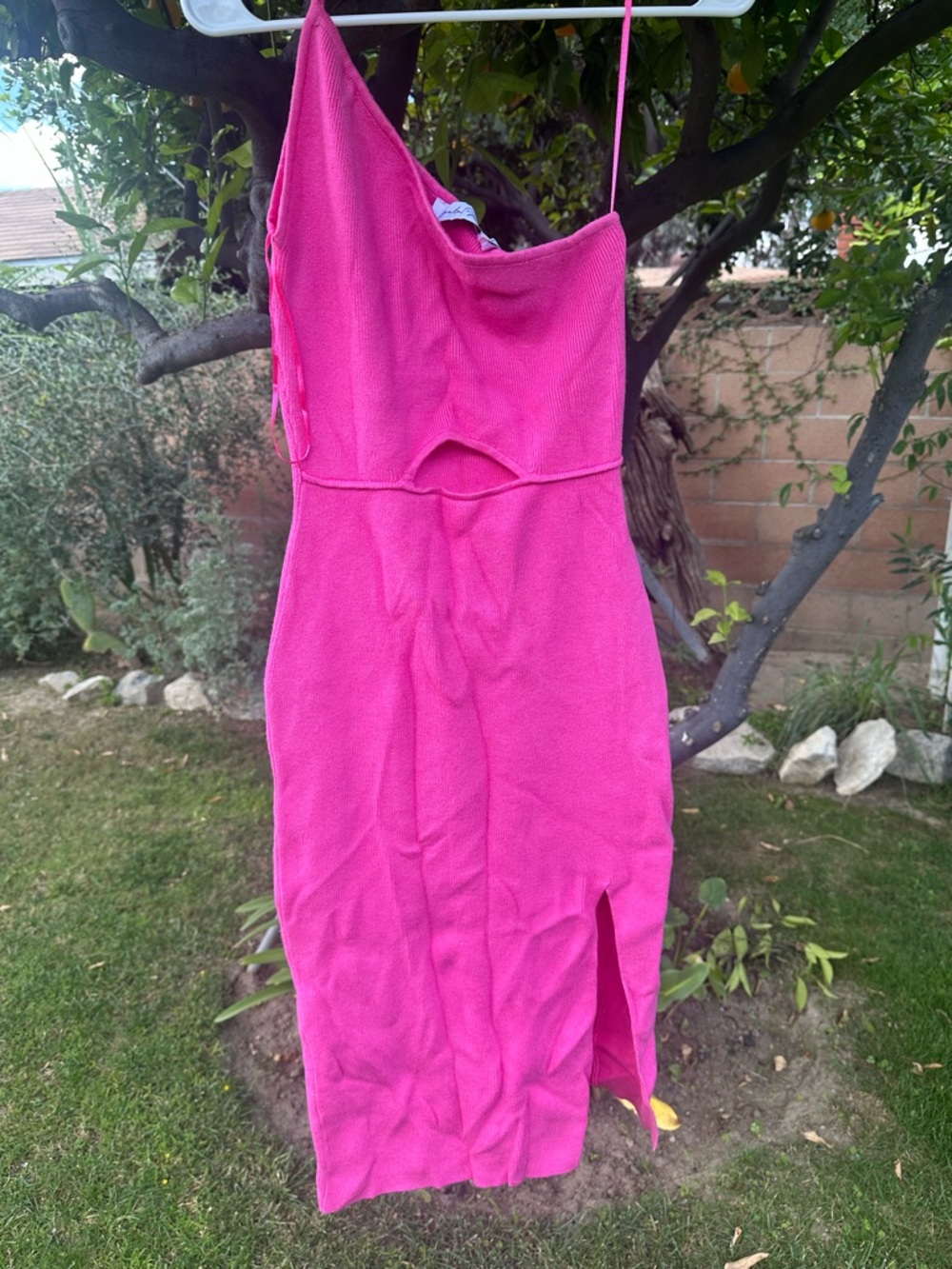 Petal & Pup Pink One-Shoulder Cutout Midi Dress
